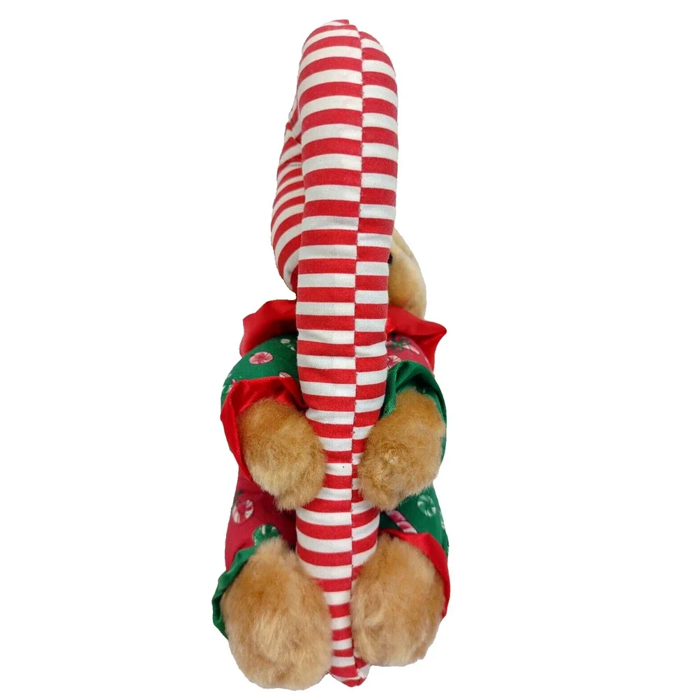 Vintage 1995 Stuffed Mini Teddy Bear Clutching a Candy Cane by Giftco